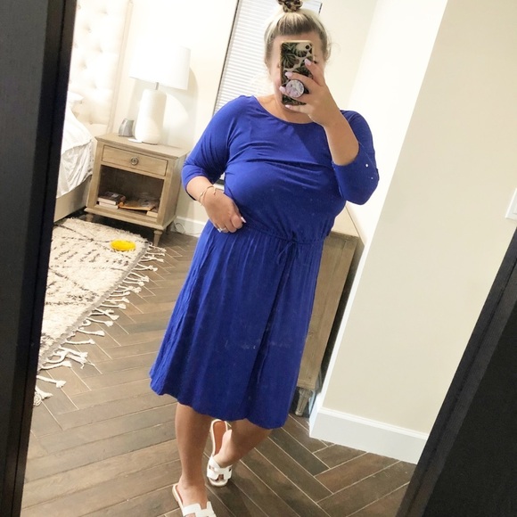 Modest Stretch Dress with Drawstring Waist - Picture 1 of 5
